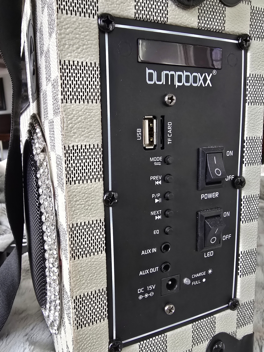 Bumpboxx Ultra Plus+ Portable Bluetooth Boombox - White Checkered - Picture 2 of 2
